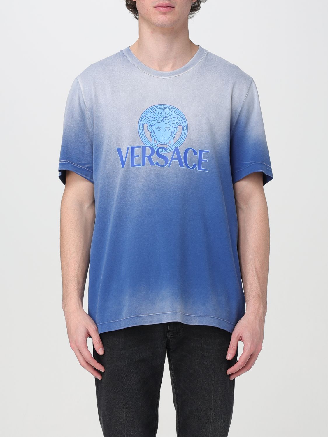 Shop Versace T-shirt  Men Color Blue