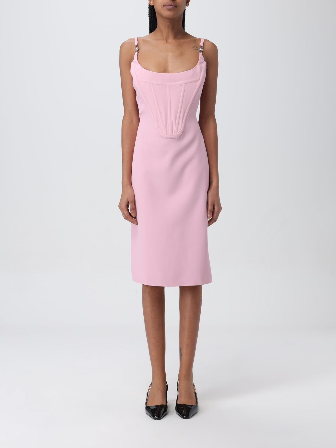 Shop Versace Dress  Woman Color Pink