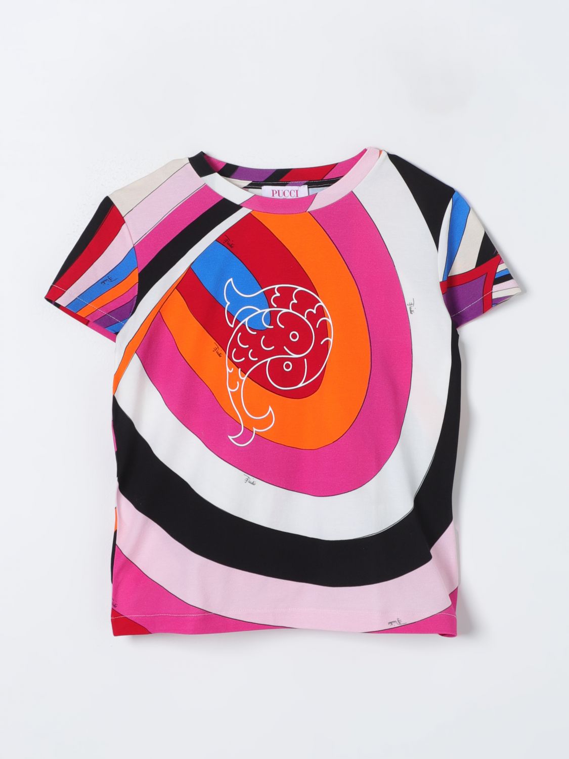 Shop Emilio Pucci Junior T-shirt  Kids Color Multicolor