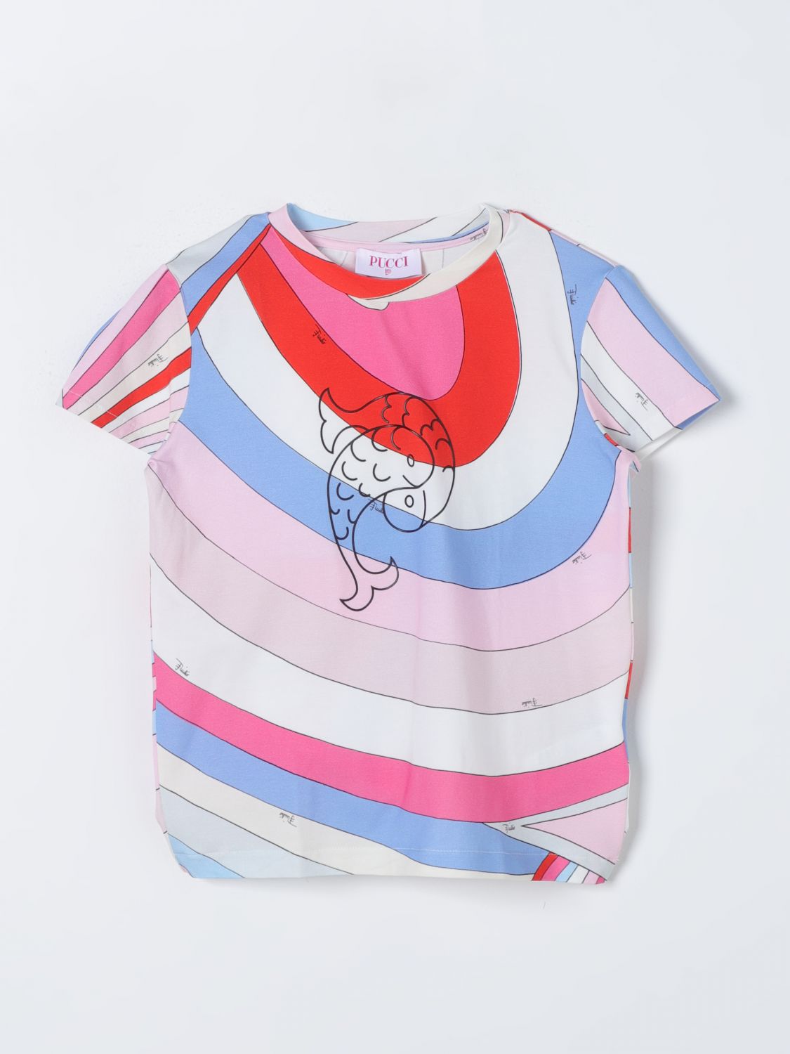 Shop Emilio Pucci Junior T-shirt  Kids Color Pink