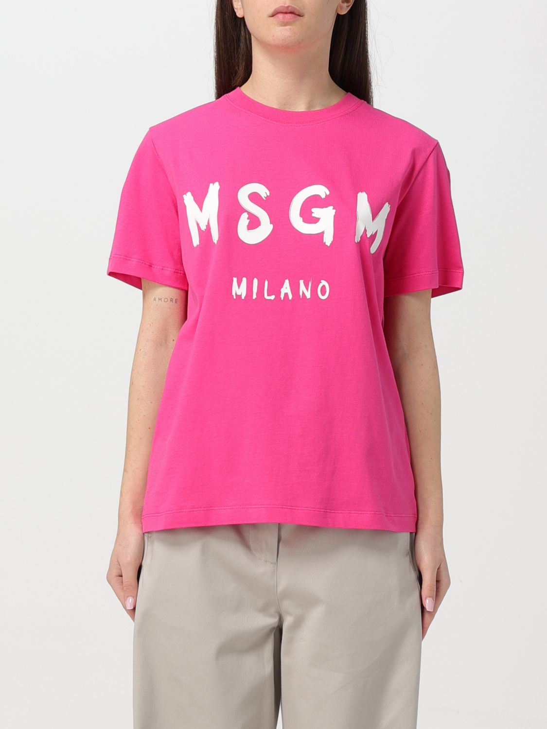 Shop Msgm T-shirt  Woman Color Fuchsia