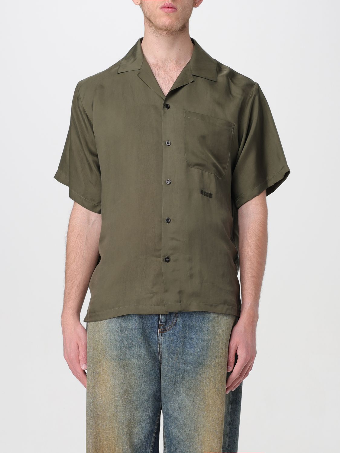 Shop Msgm Shirt  Men Color Military