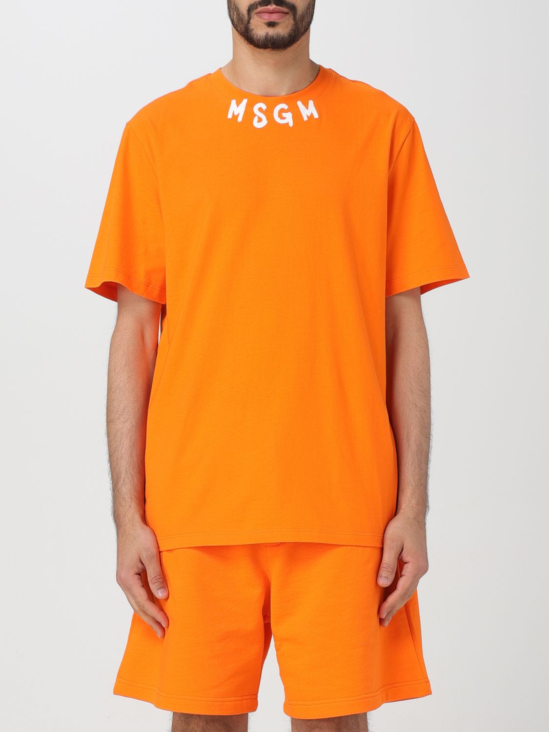 Shop Msgm T-shirt  Men Color Orange