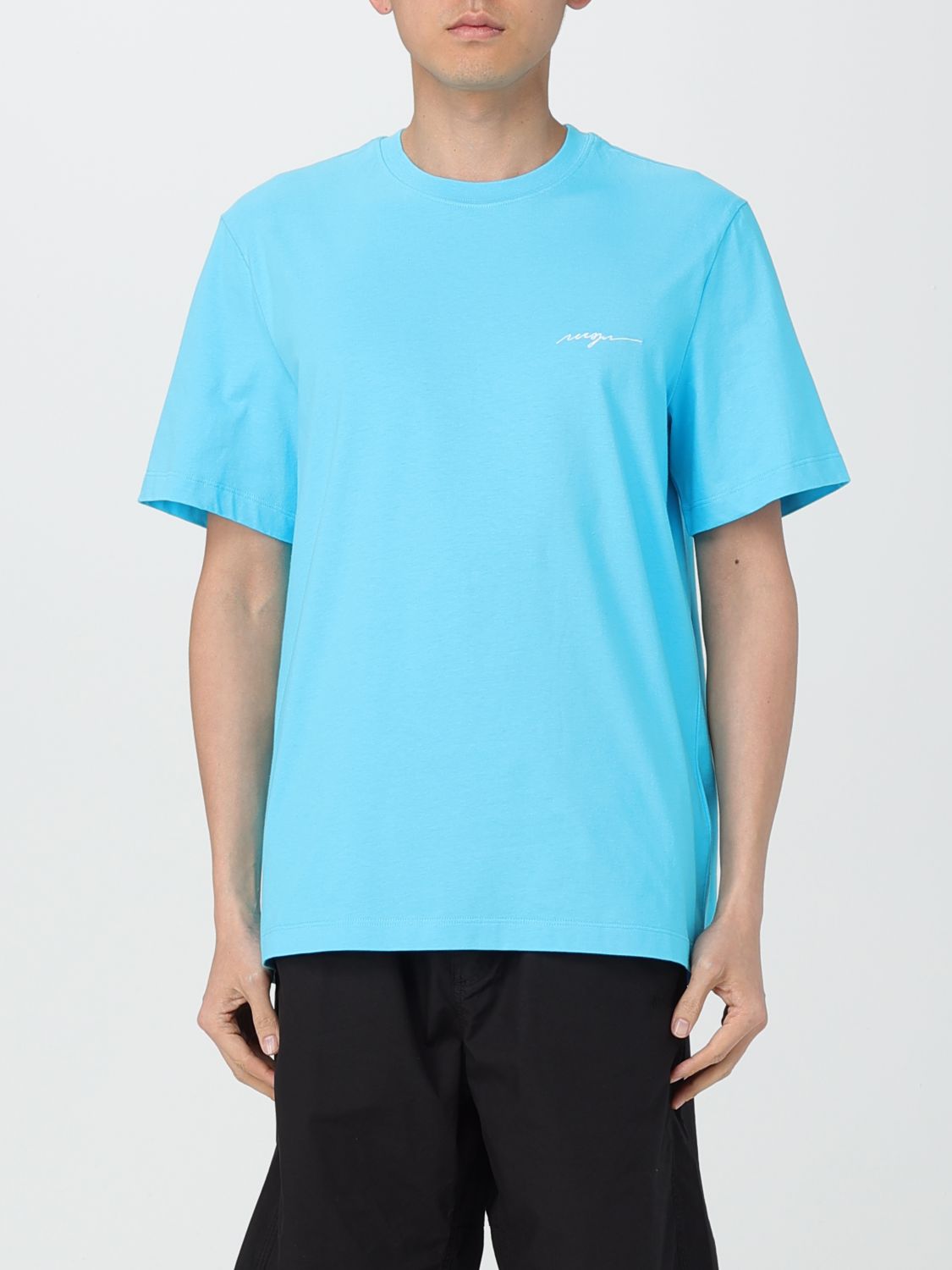 Shop Msgm T-shirt  Men Color Turquoise
