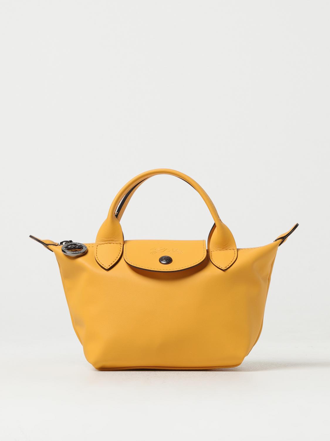 LONGCHAMP Le Pliage Xtra leather bag with shoulder strap Ocher