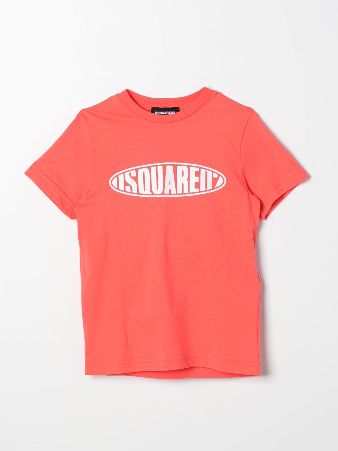 Shop Dsquared2 Junior T-shirt With Logo Print In Coral
