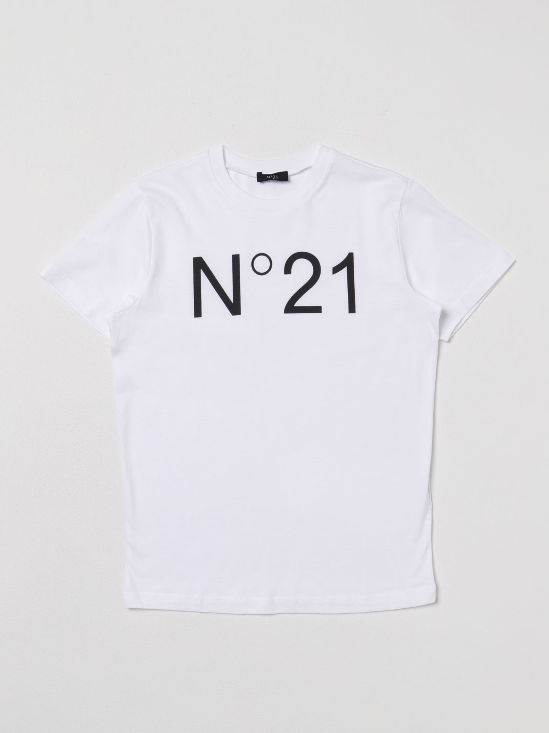 N°21 Kids' T-shirt With Logo Print In White