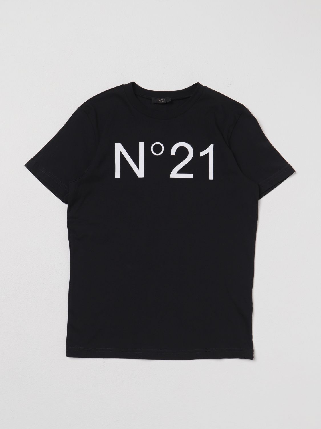 N°21 Kids' T-shirt With Logo Print In Black