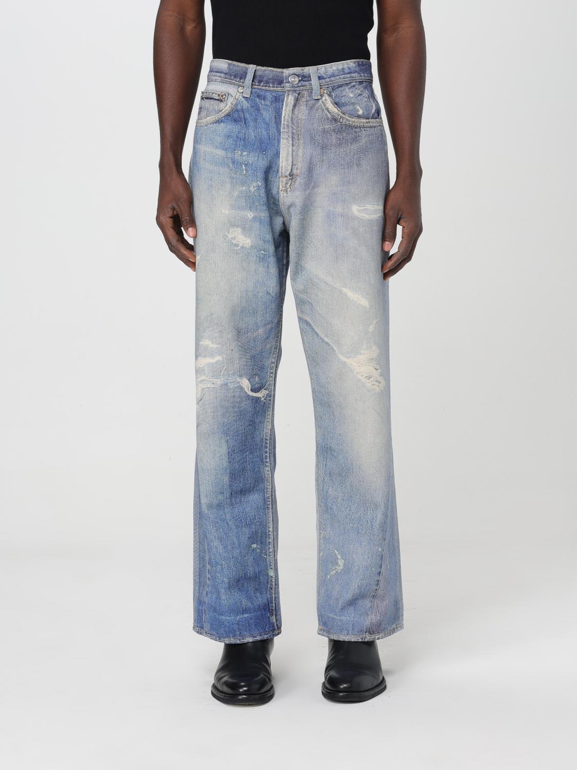 Our Legacy High Waist Wide Leg Distressed Jeans In Denim