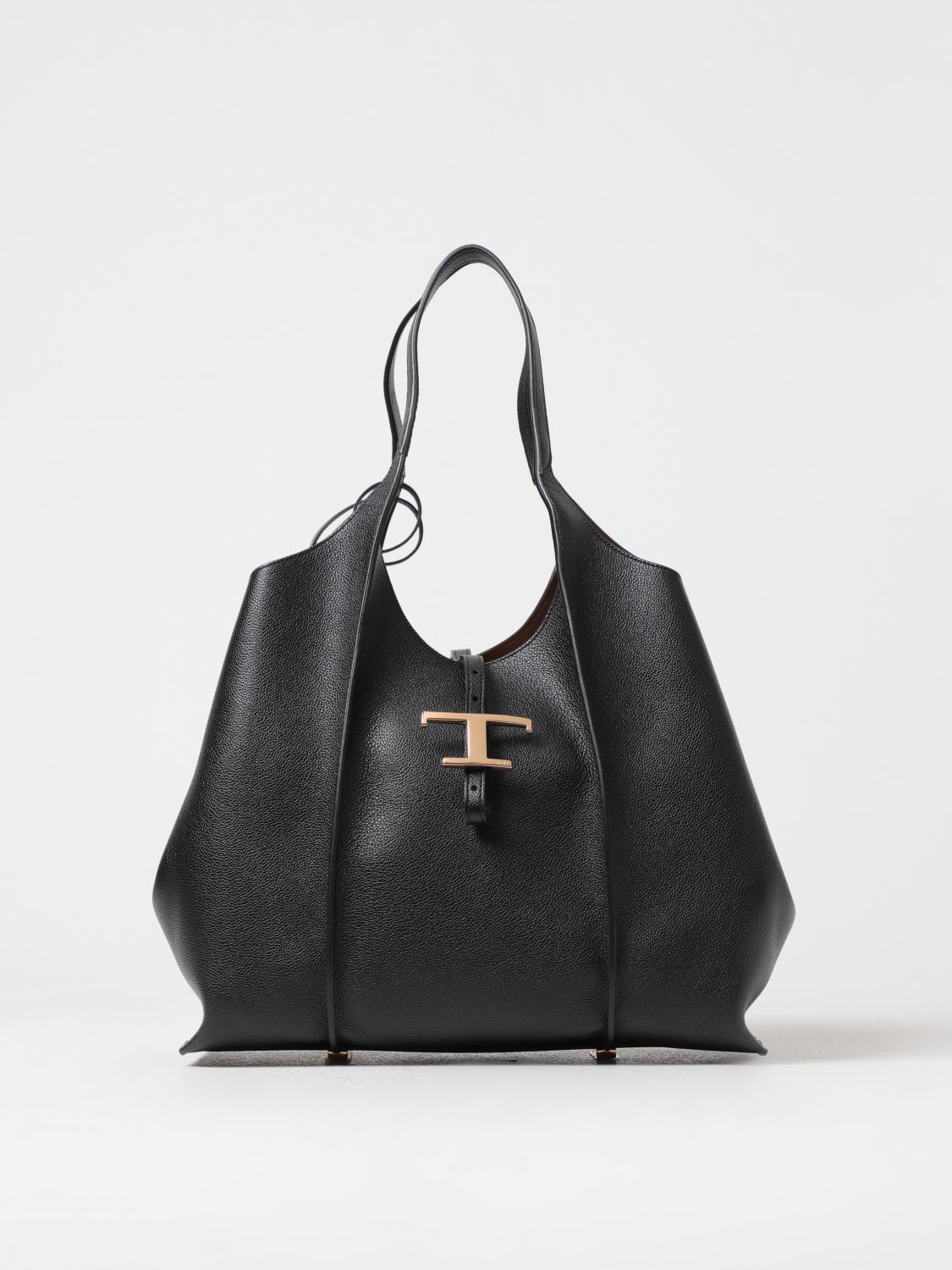 Tod's T Timeless Grained Leather Bag In Black