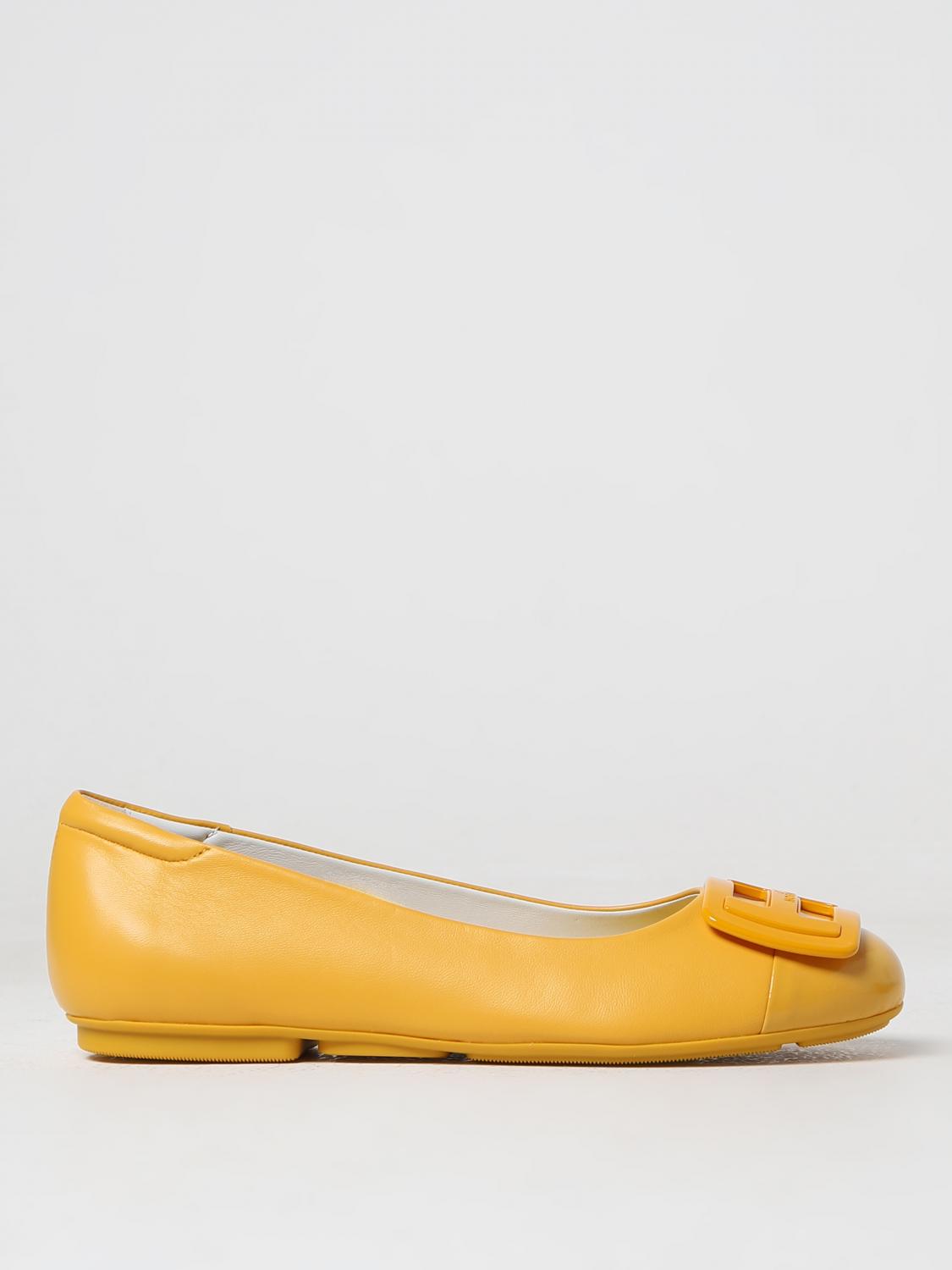 Hogan Woman Ballet Flats Marigold Size 8 Leather In Yellow