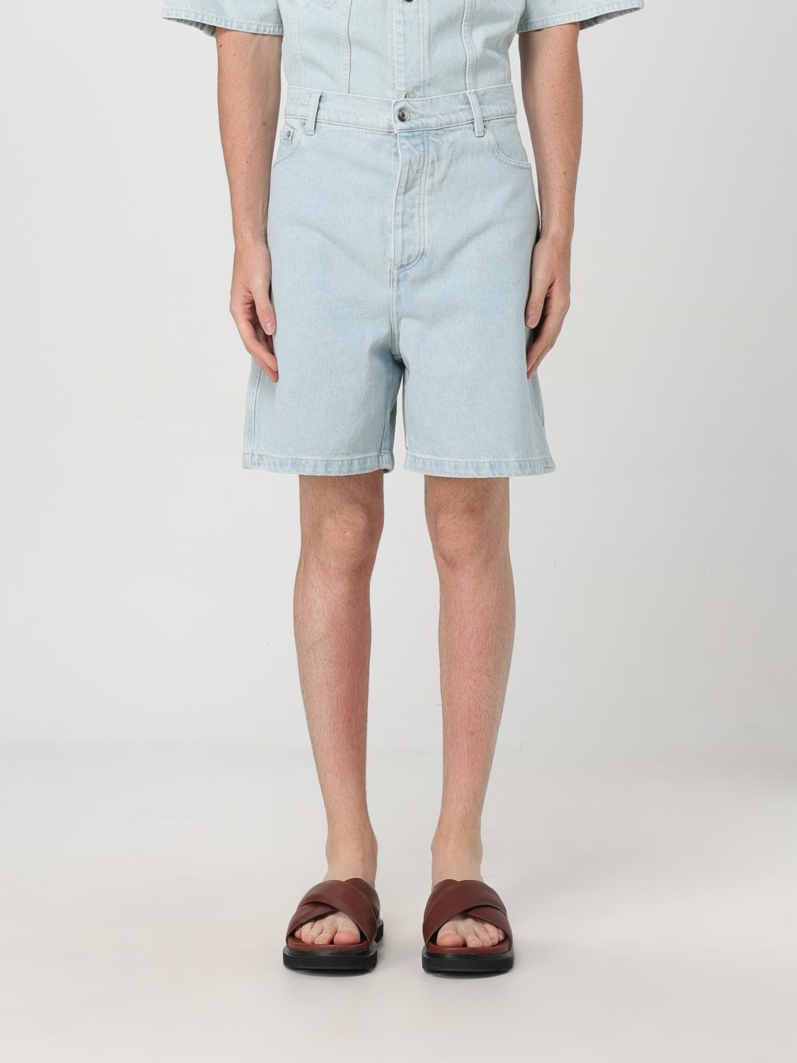 Shop Nanushka Short  Men Color Gnawed Blue