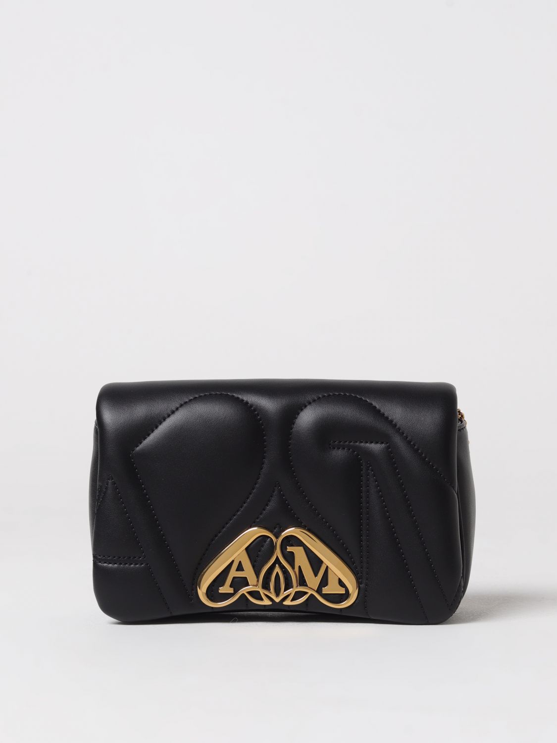 Shop Alexander Mcqueen Seal Clutch In Quilted Leather In Black