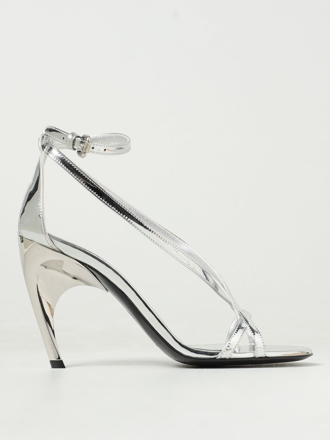 Shop Alexander Mcqueen Heeled Sandals  Woman Color Silver