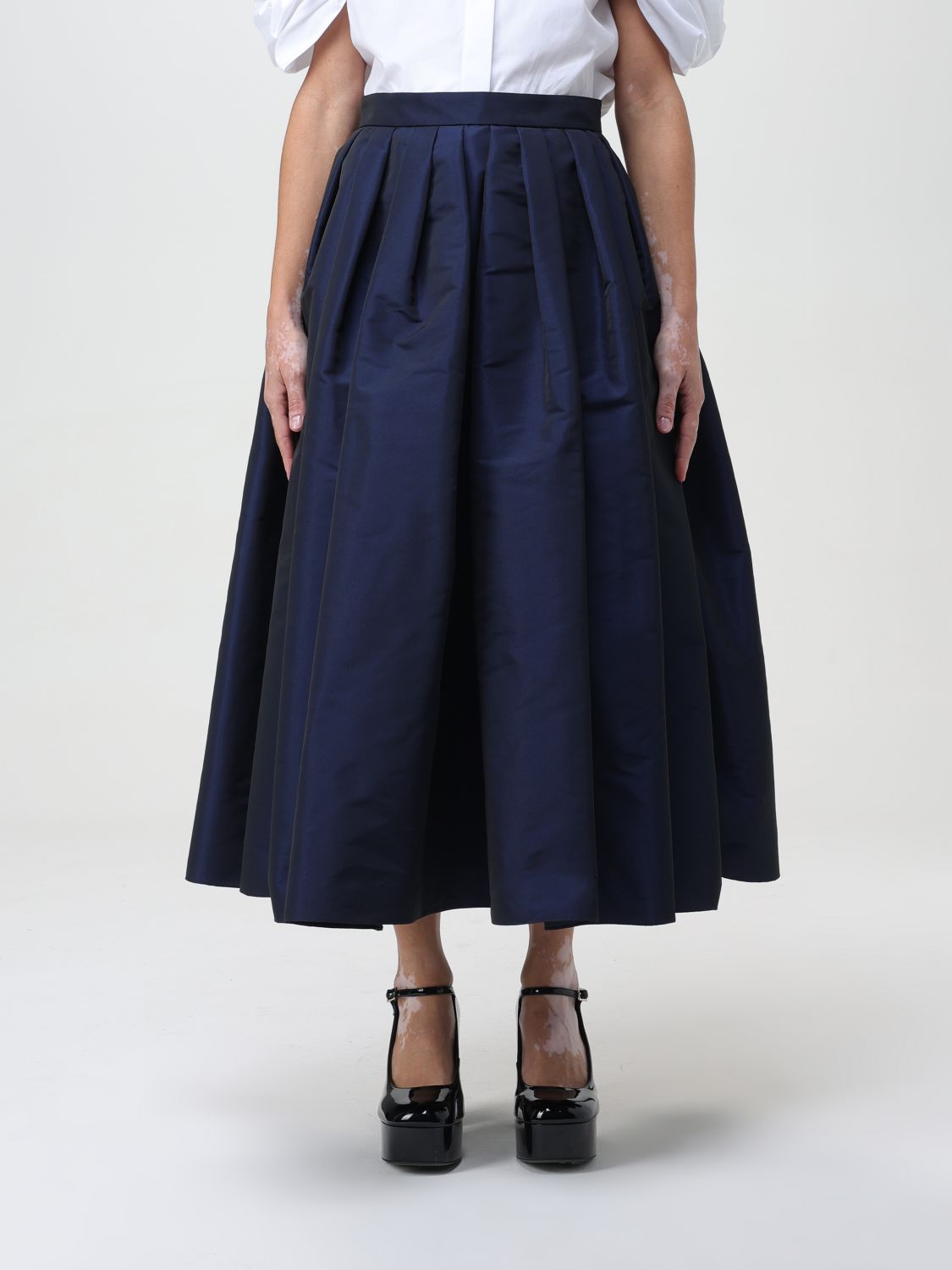Shop Alexander Mcqueen Wide Skirt In Blue