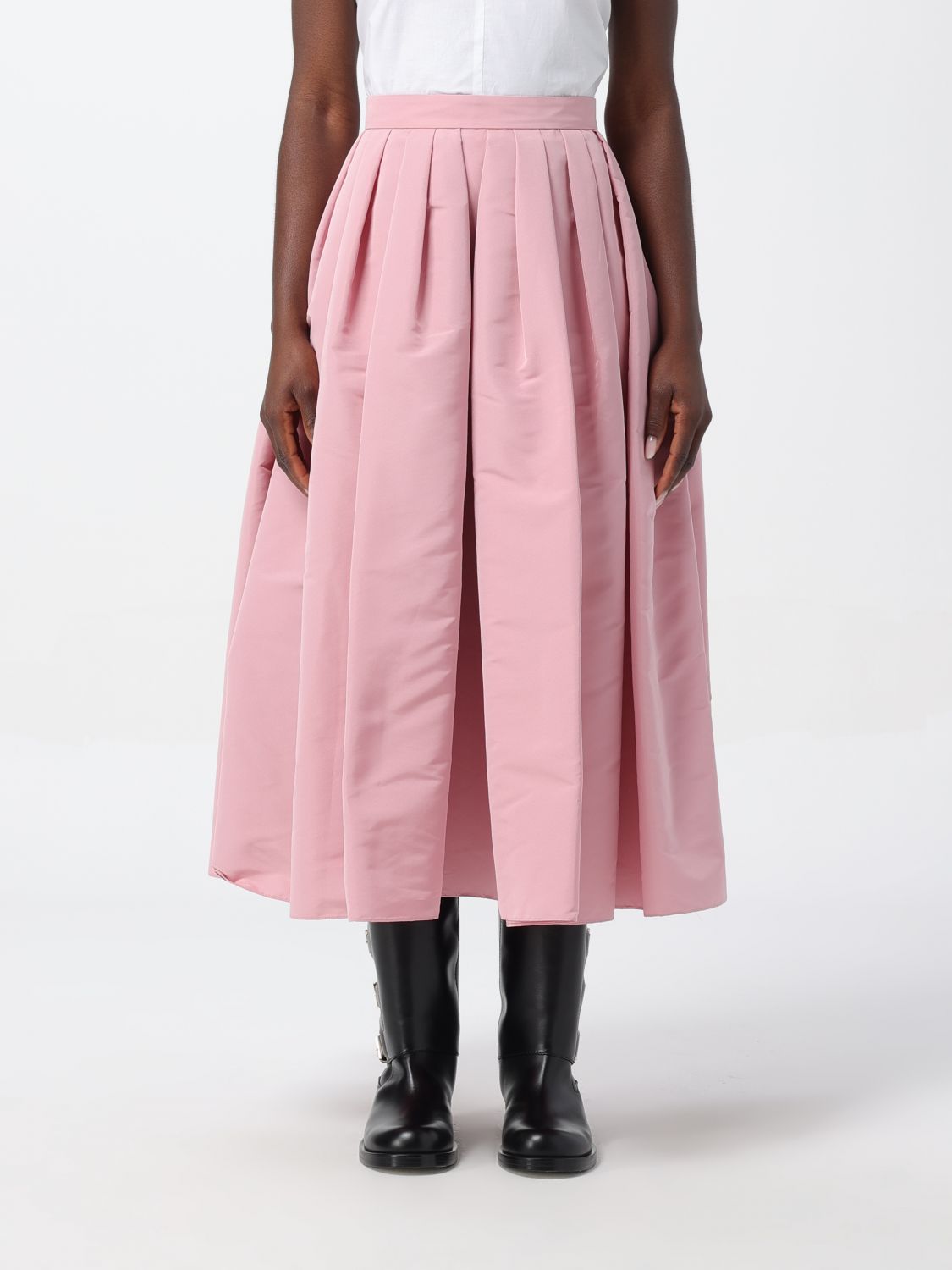 Shop Alexander Mcqueen Wide Skirt In Pink