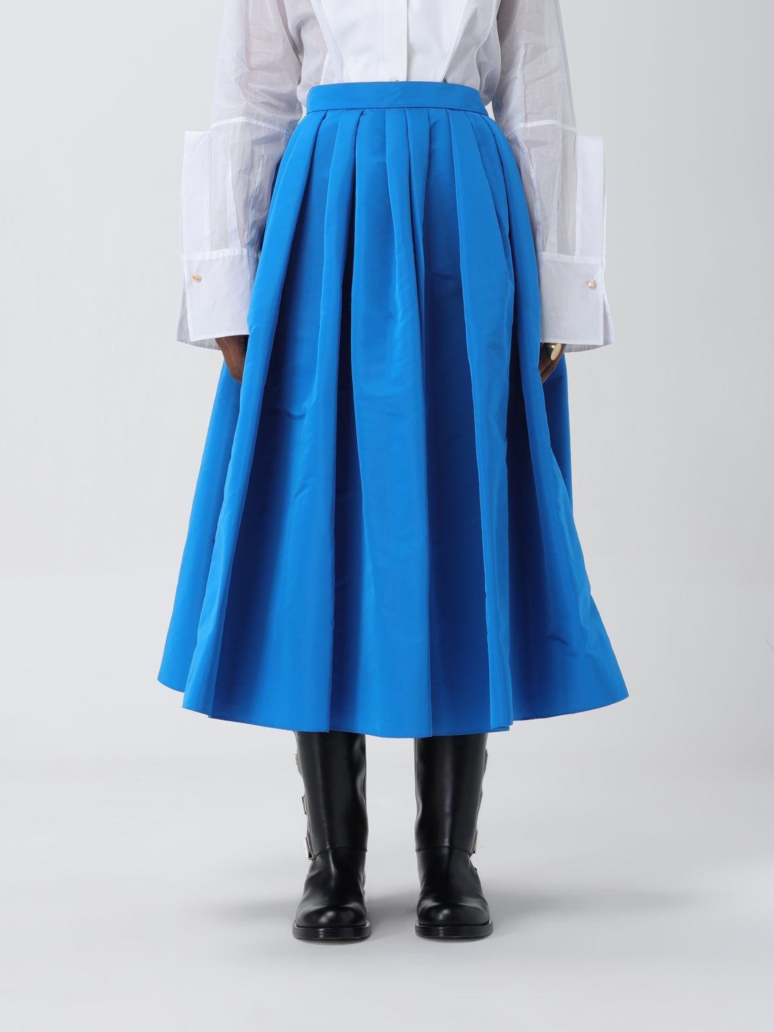 Shop Alexander Mcqueen Wide Skirt In Blue 1