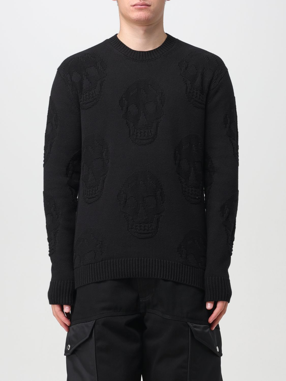 Alexander Mcqueen Sweater With All-over Skull In Black
