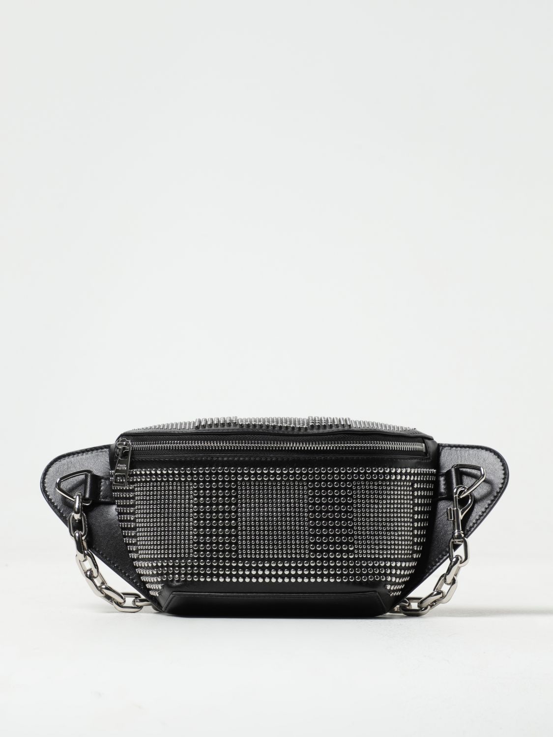 Alexander Mcqueen Leather Belt Bag With All-over Studs In Black