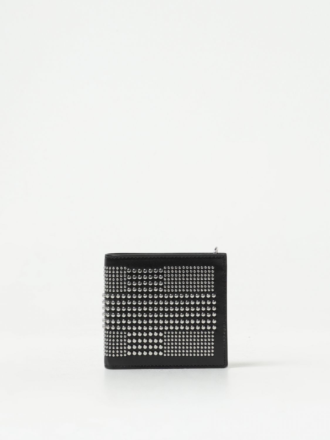 Alexander Mcqueen Leather Wallet With All-over Studs In Black