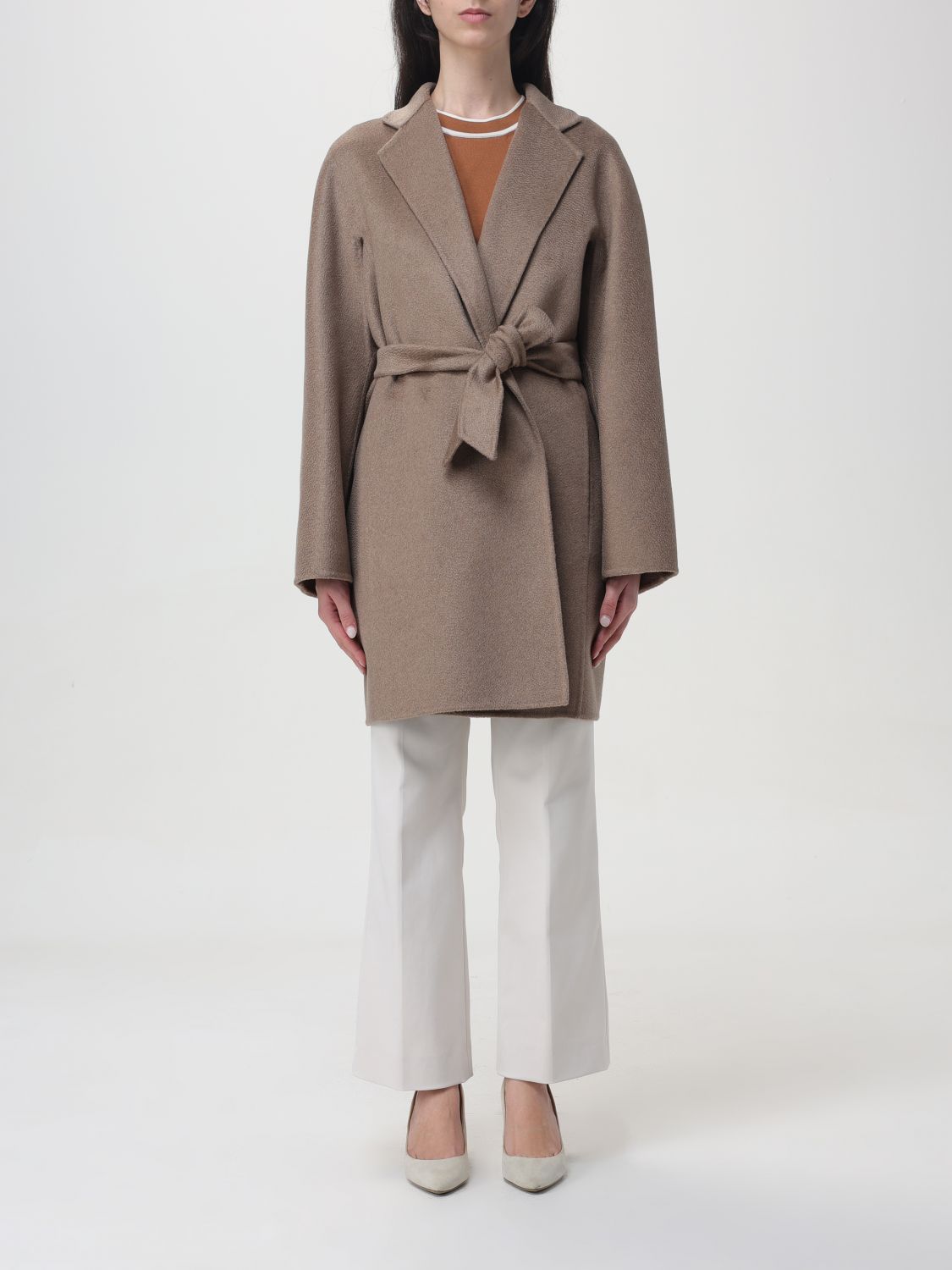 Shop Max Mara Coat  Woman Color Dove Grey