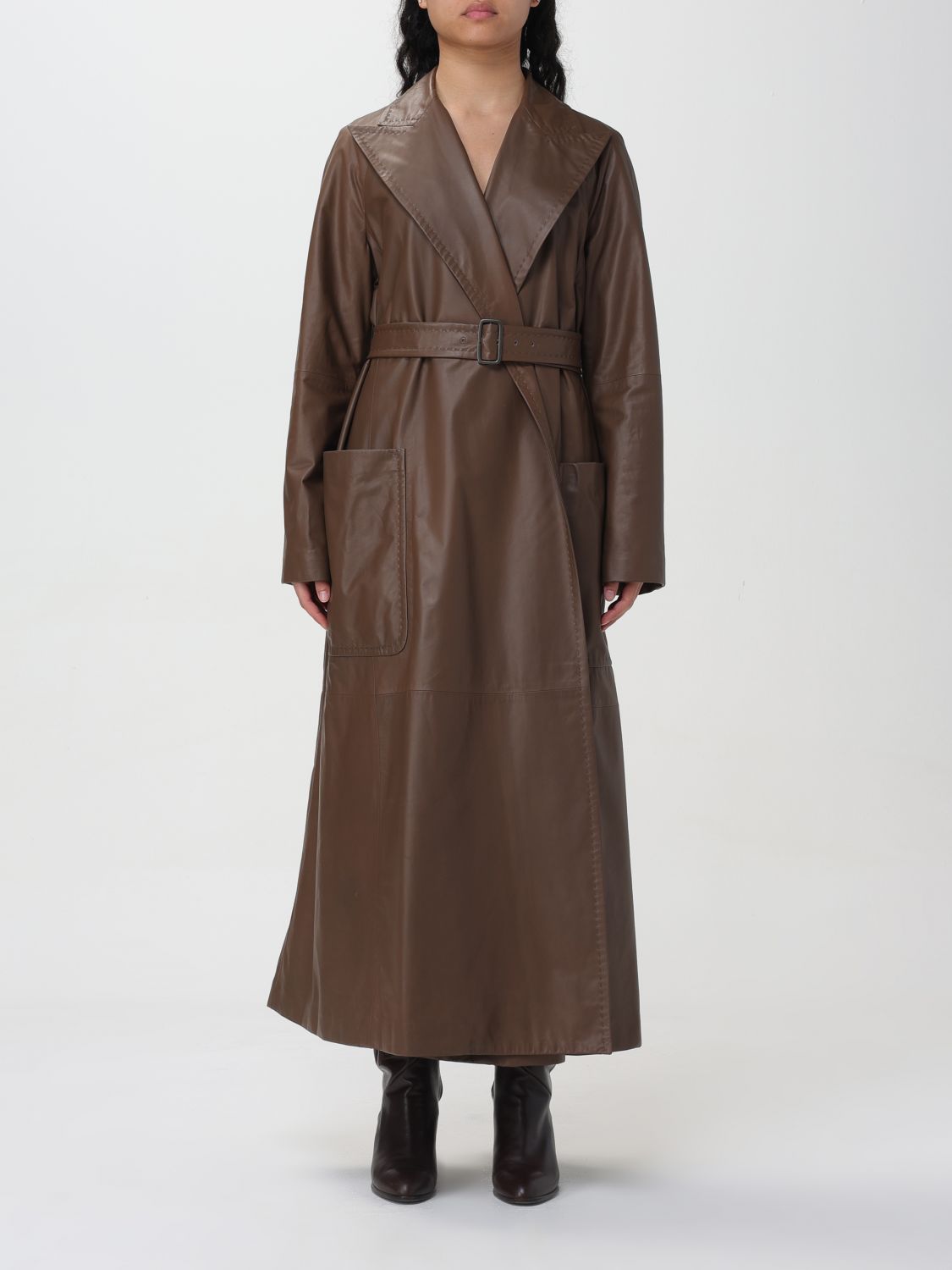 Shop Max Mara Trench Coat  Woman Color Leather
