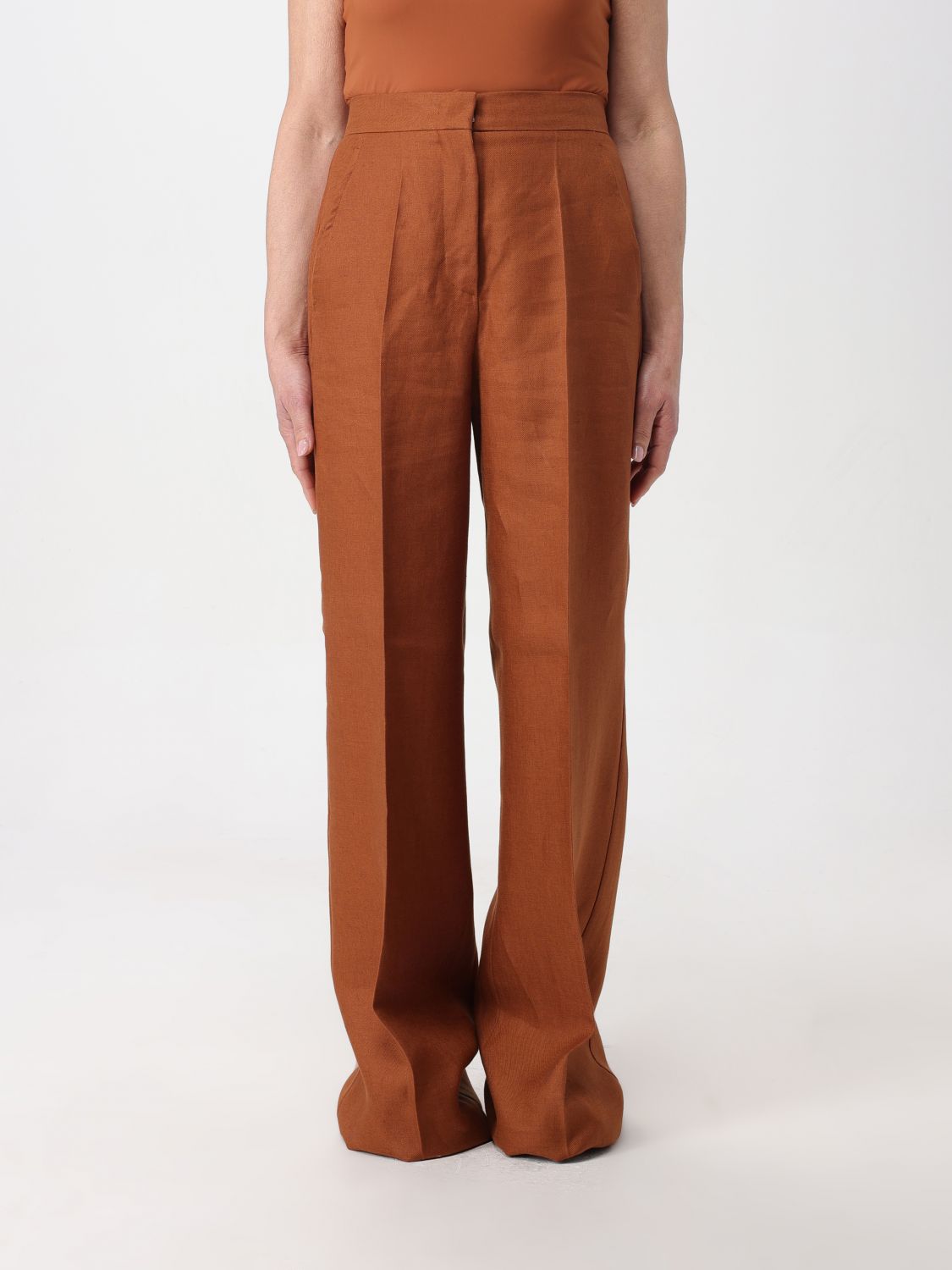 Shop Max Mara Pants  Woman Color Leather