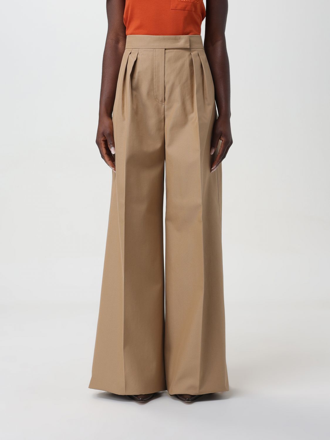 Shop Max Mara Pants  Woman Color Leather