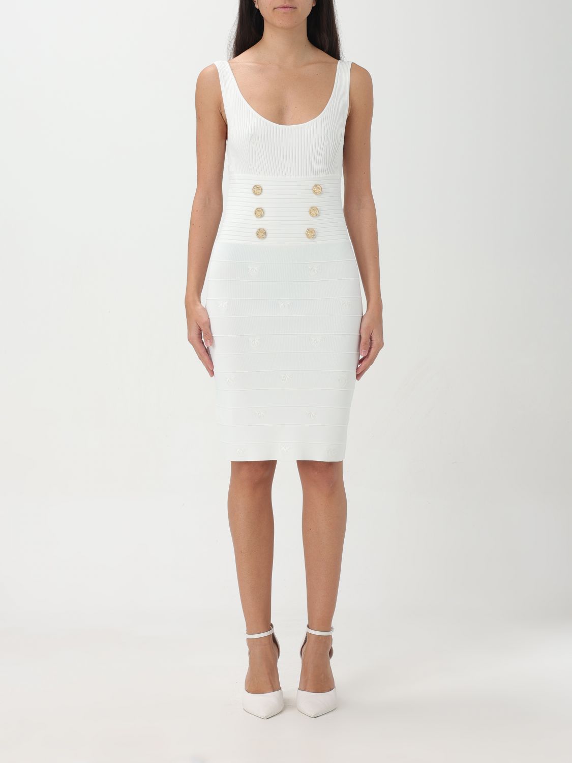 Shop Pinko Dress  Woman Color White
