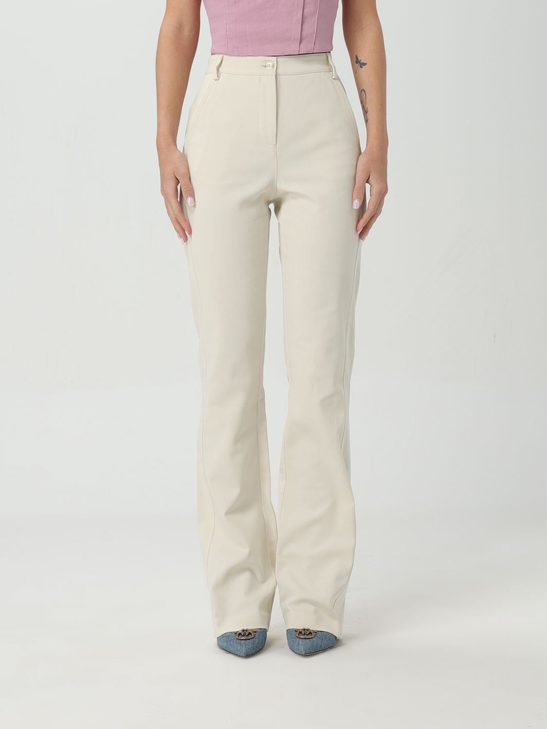 Trousers PINKO Woman colour Yellow Cream