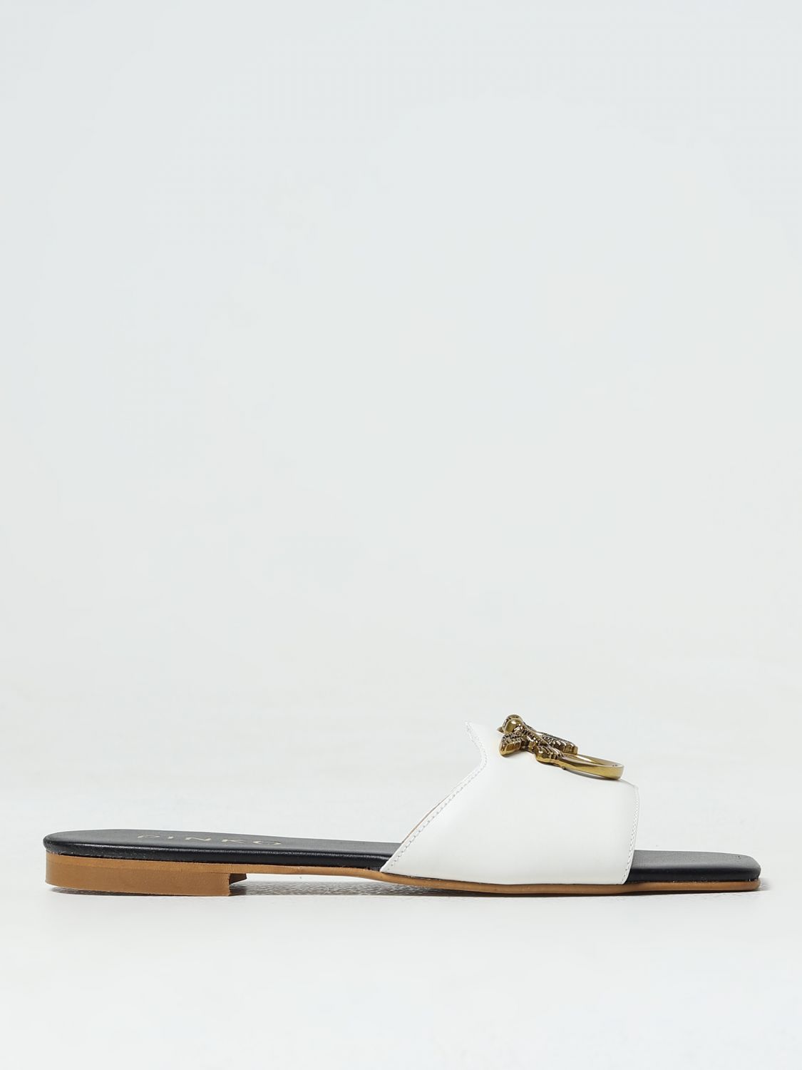 Shop Pinko Marli Slides In Leather In White