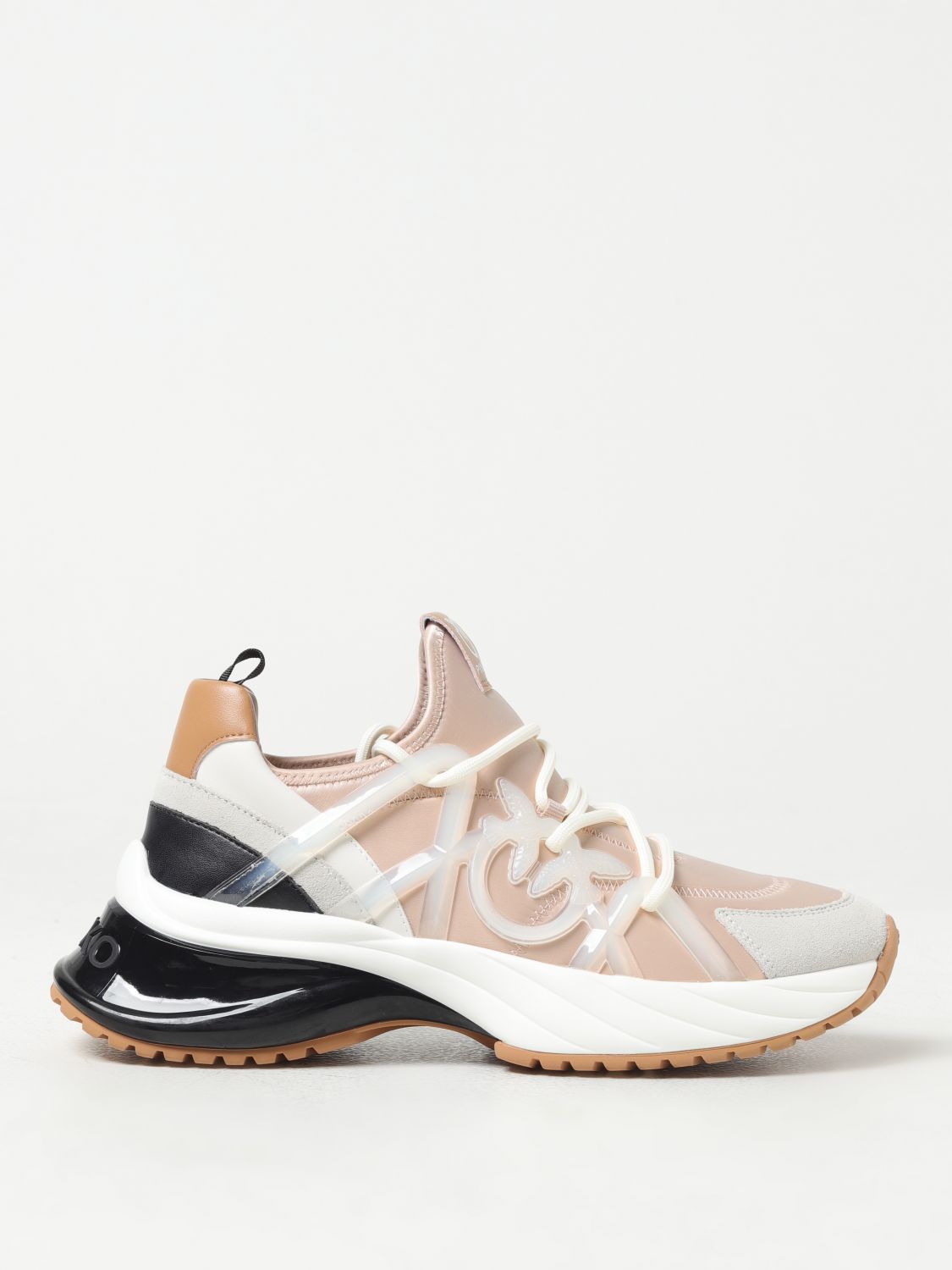 Shop Pinko Ariel Sneakers In Neoprene And Leather In Blush Pink