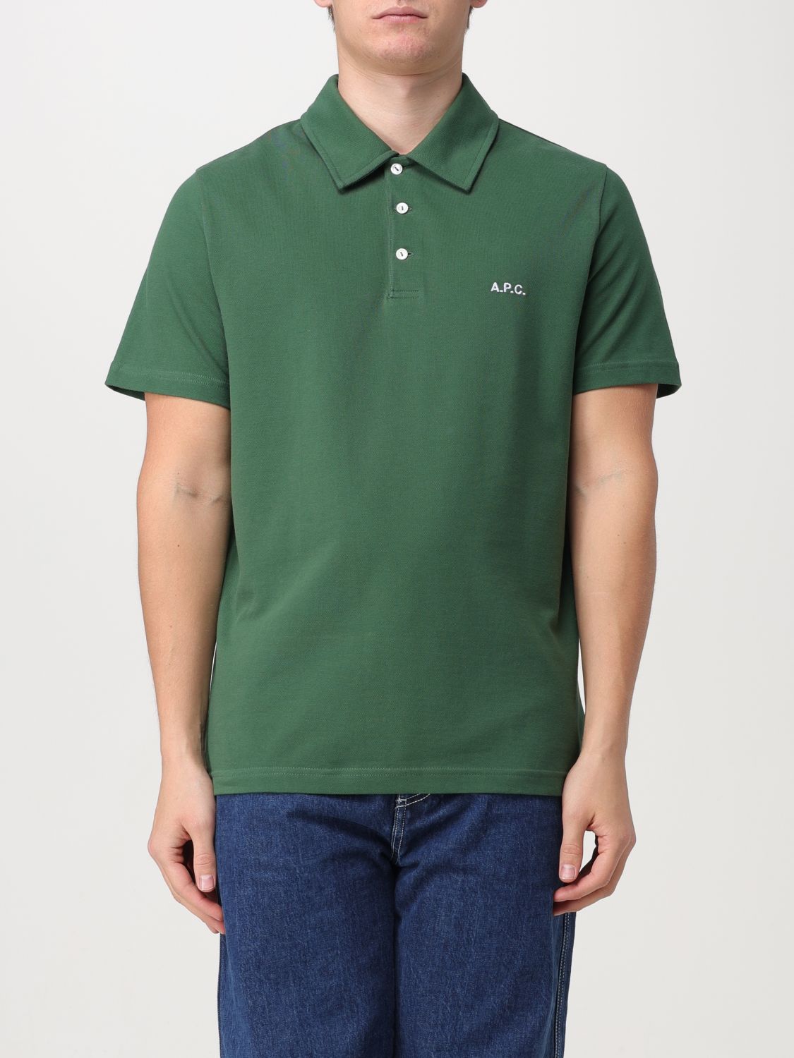 Shop Apc Polo Shirt A.p.c. Men Color Green