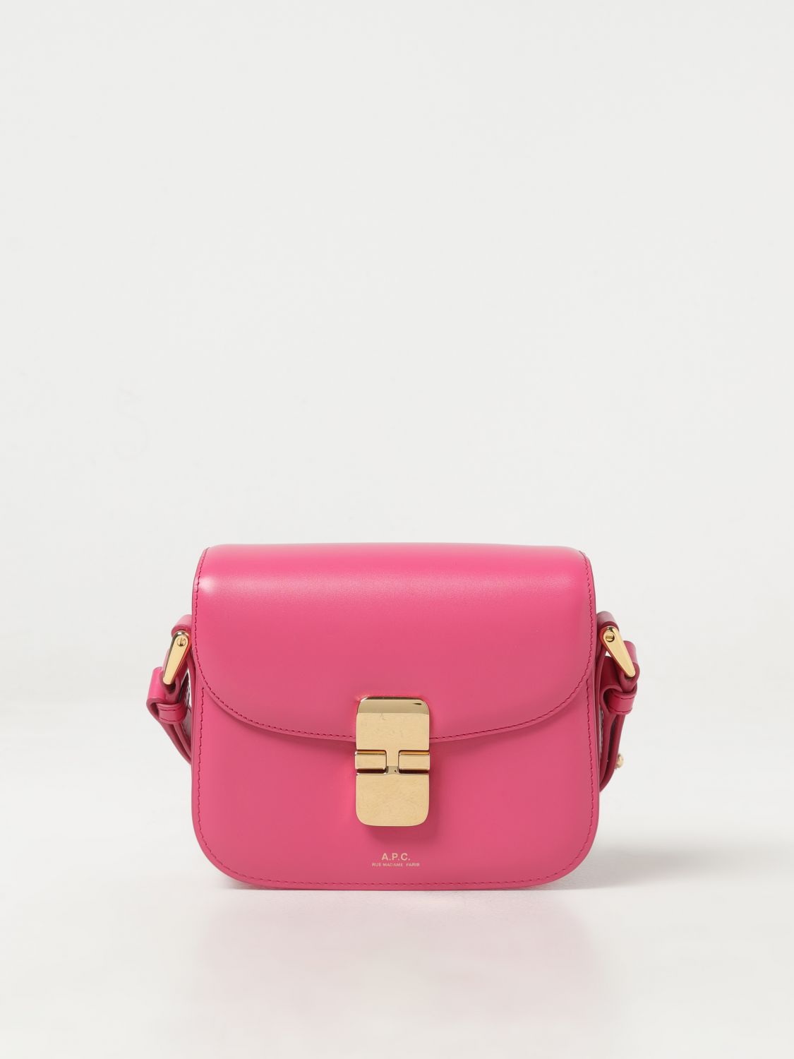 Apc A.p.c. Grace Bag In Leather With Logo In Fuchsia