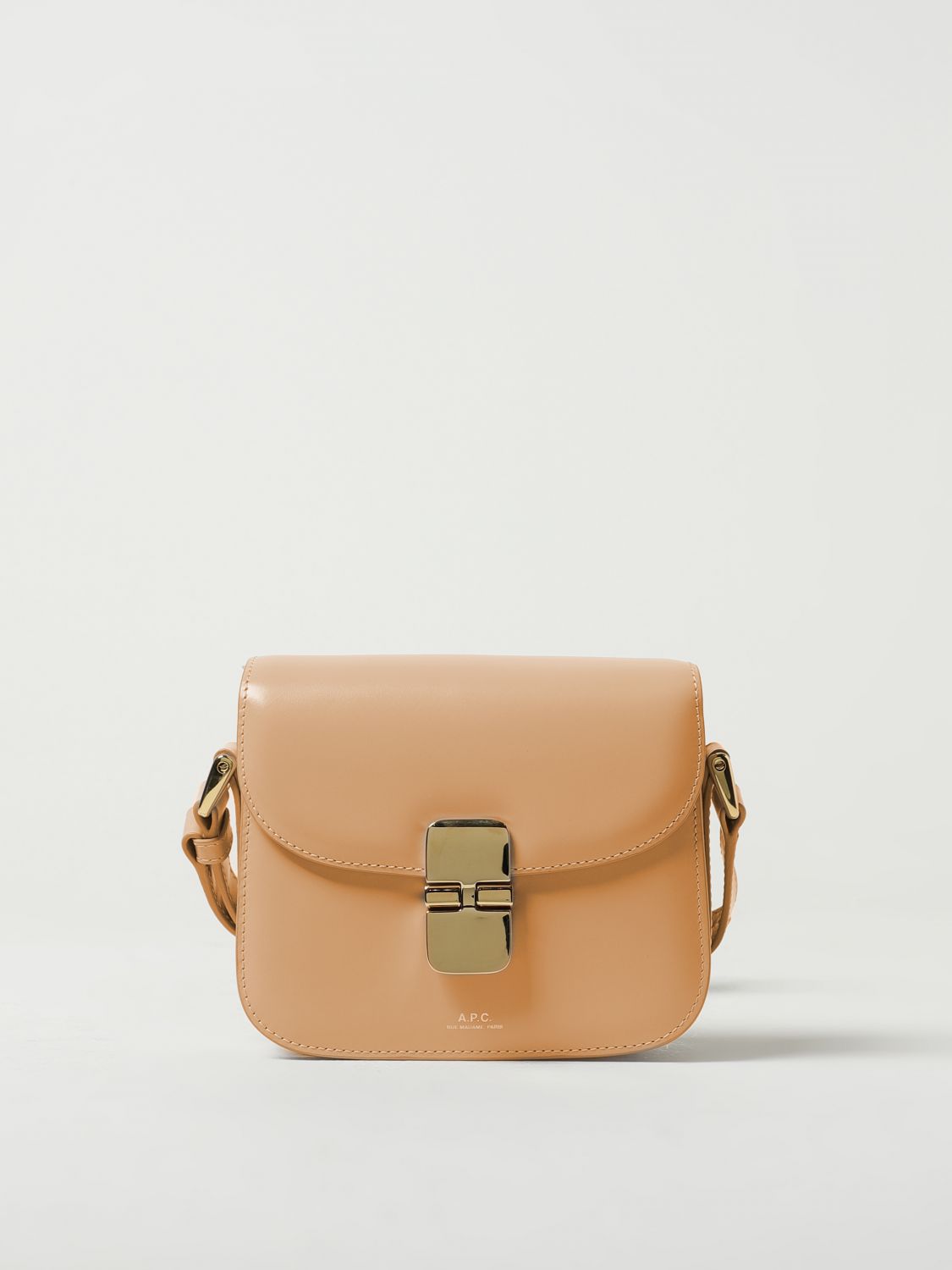 Shop Apc A.p.c. Grace Bag In Leather With Logo In Beige