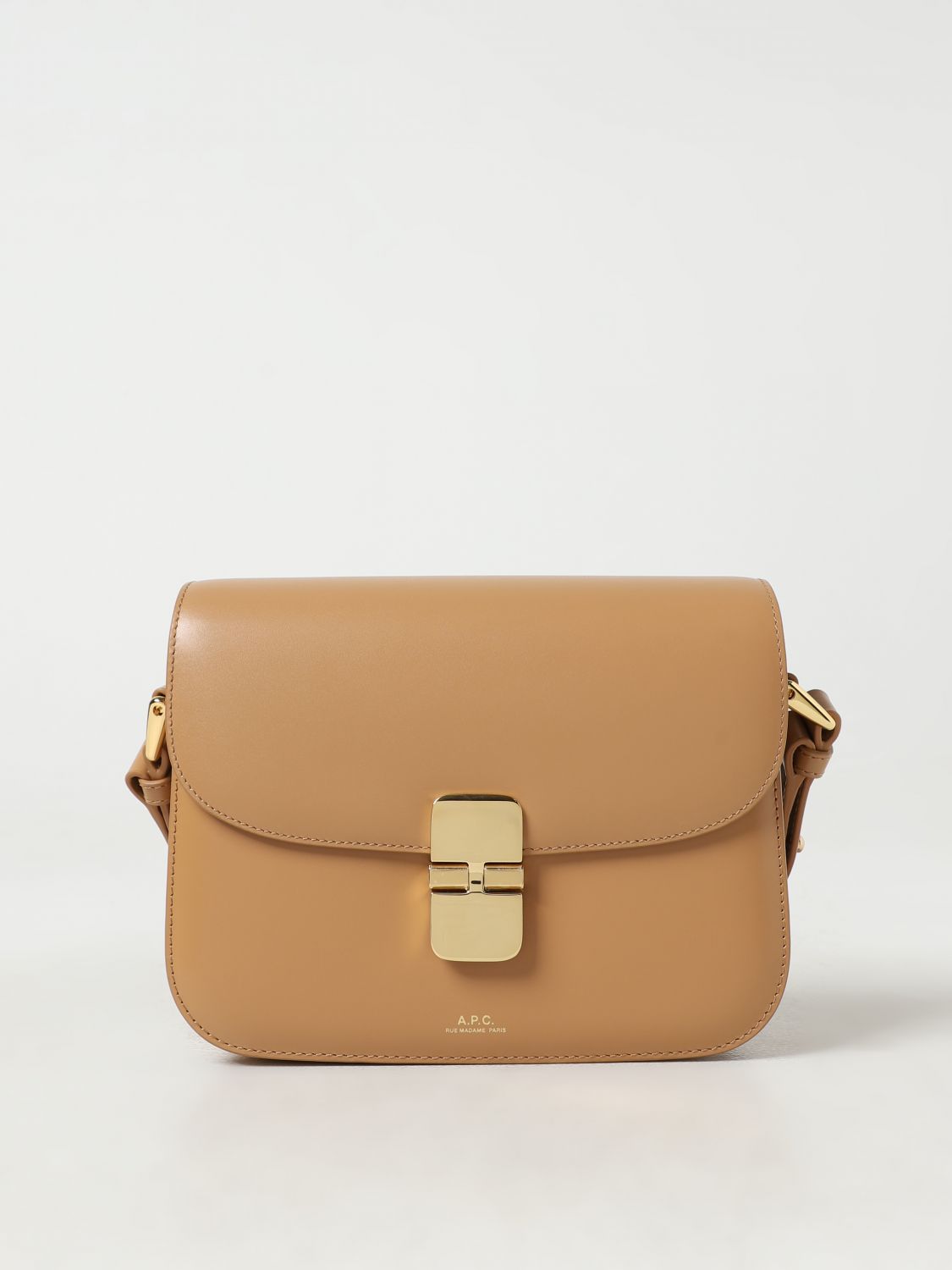 Shop Apc A.p.c. Grace Bag In Leather With Shoulder Strap In Sand