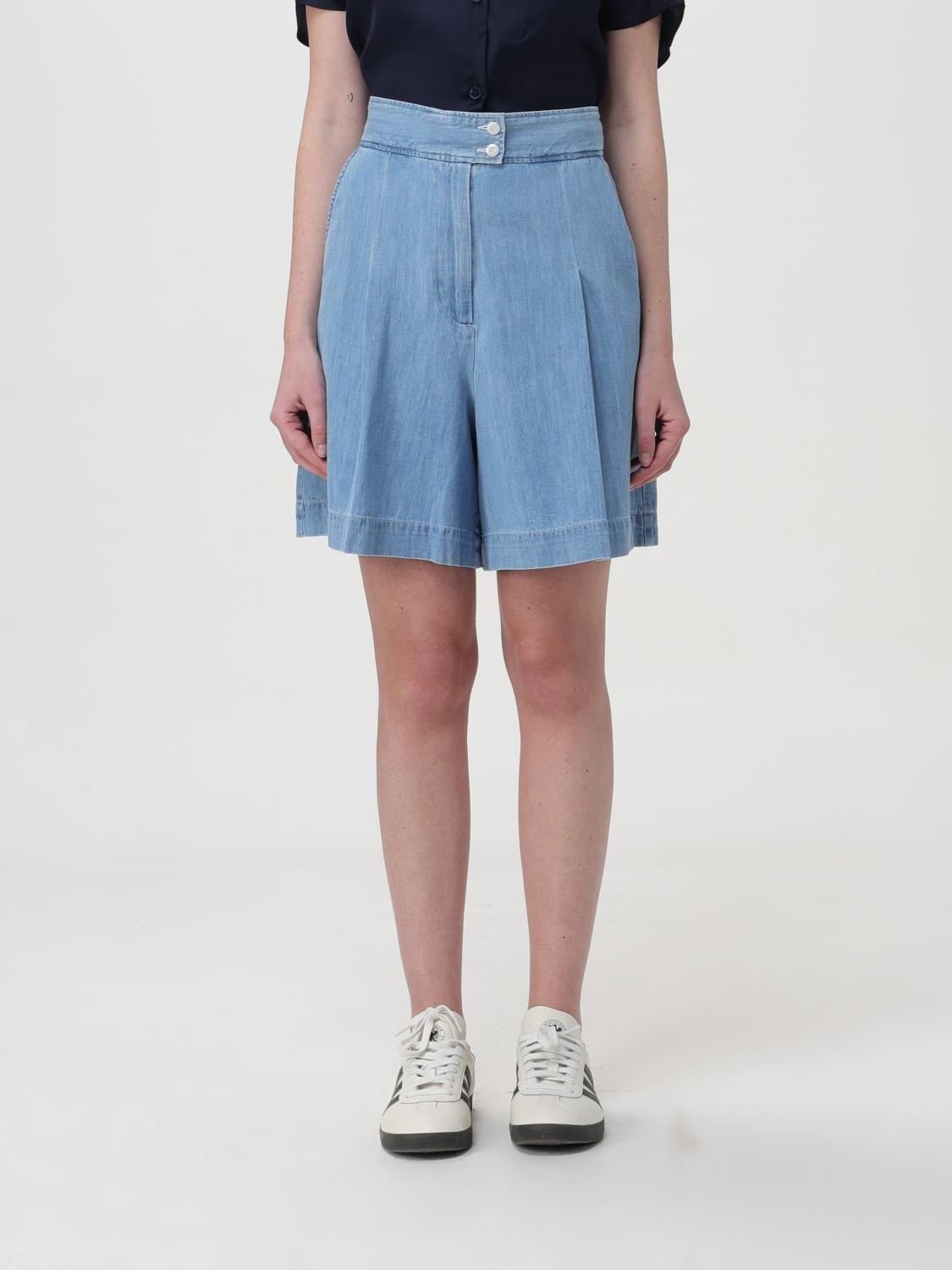 Shop Apc Short A.p.c. Woman Color Denim