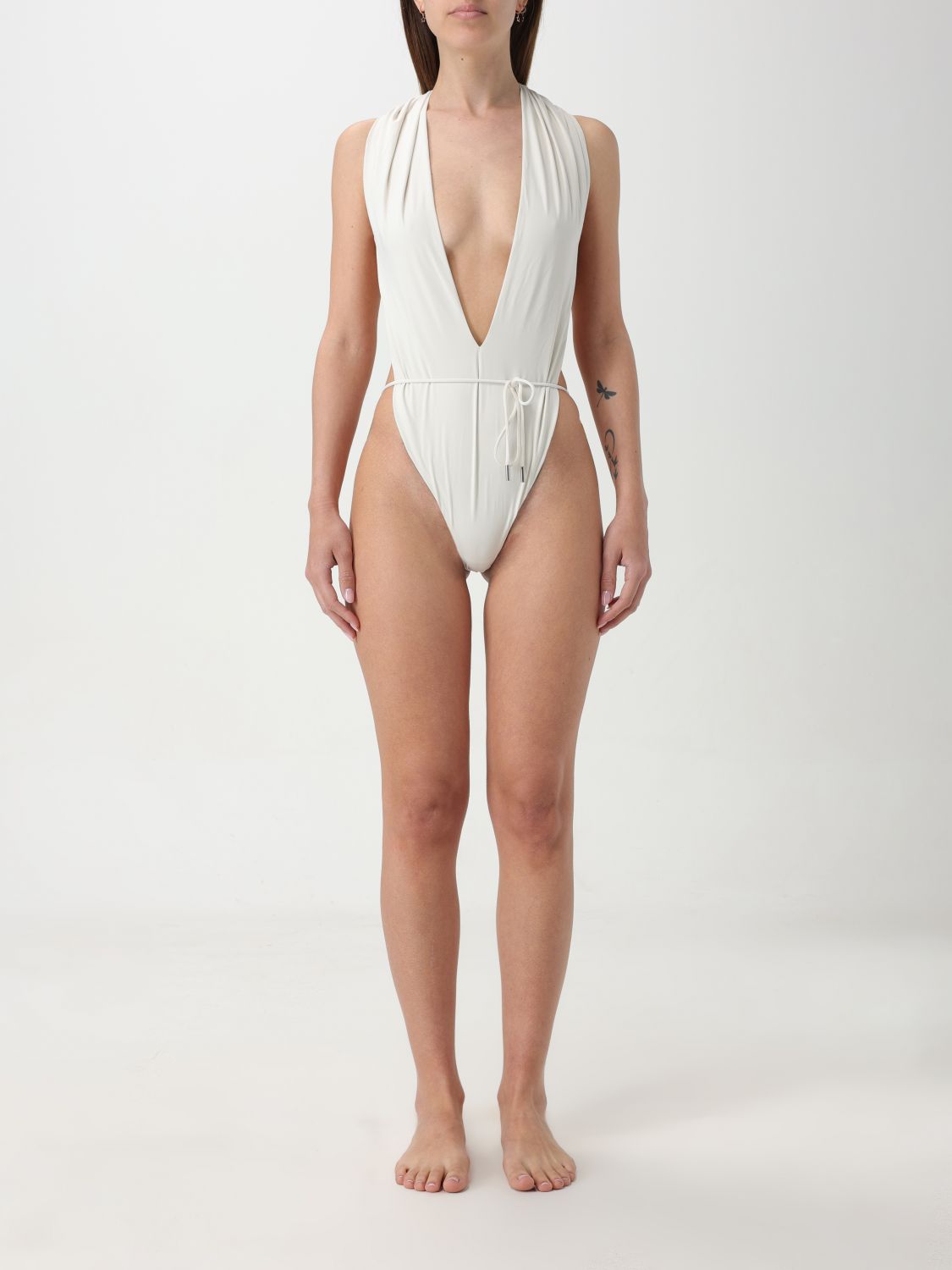 Shop Saint Laurent Swimsuit  Woman Color White In Weiss