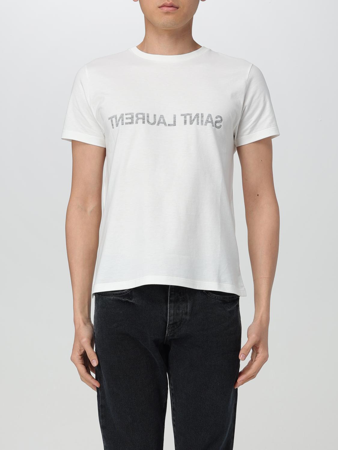 Saint Laurent Cotton T-shirt In Reverse Design In White