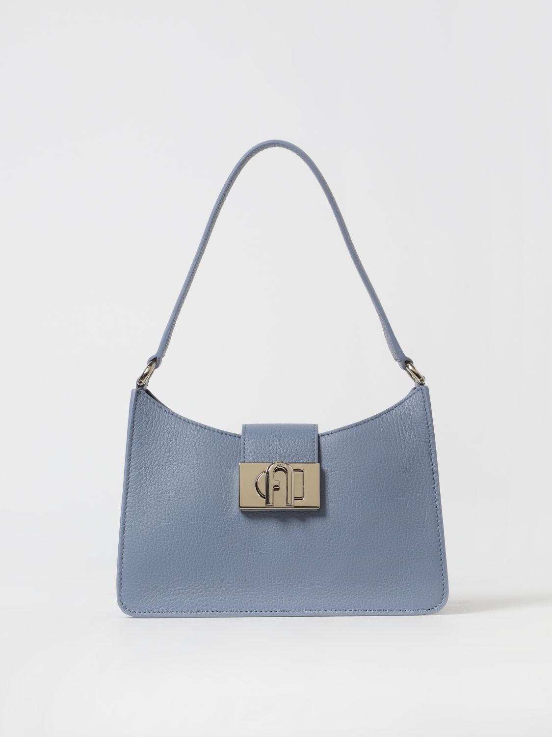 Shop Furla 1927 Bag In Grained Leather In Sky Blue