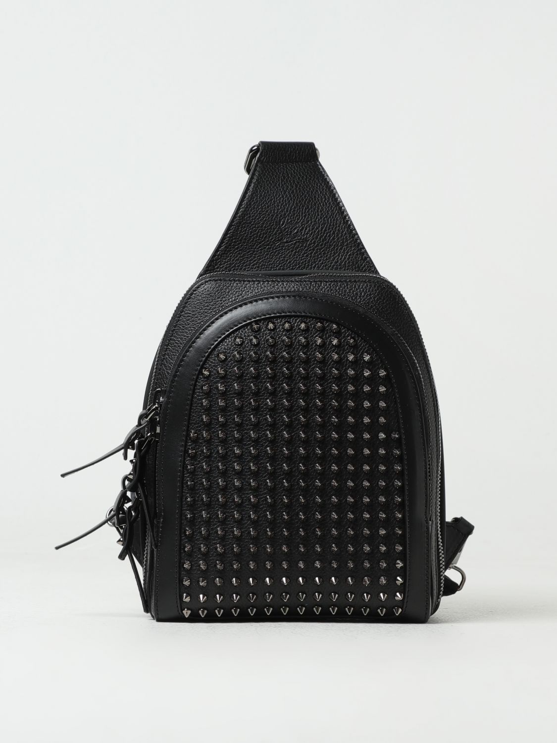 Shop Christian Louboutin Backpack In Grained Leather With Studs In Schwarz