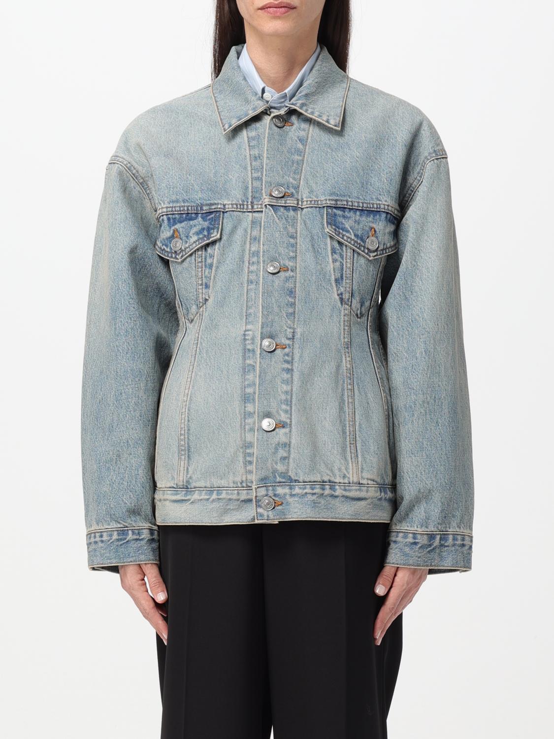 Balenciaga Light Blue Denim Hourglass Jacket In Gray