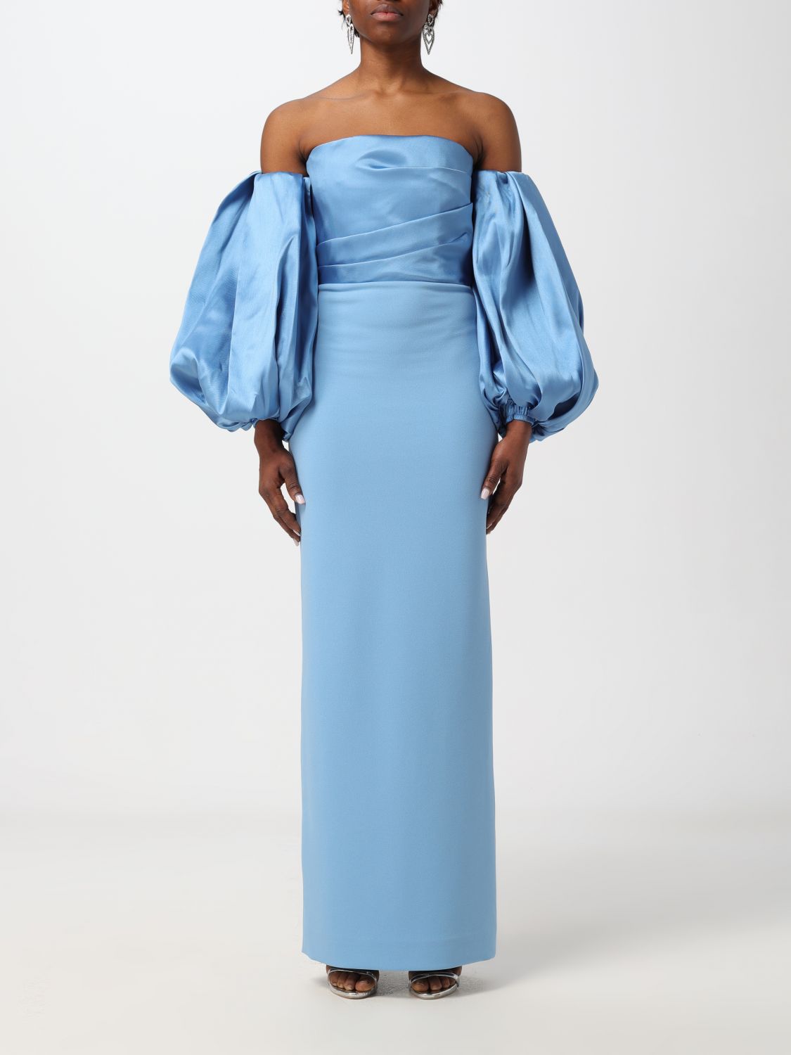 Shop Solace London Dress  Woman Color Gnawed Blue