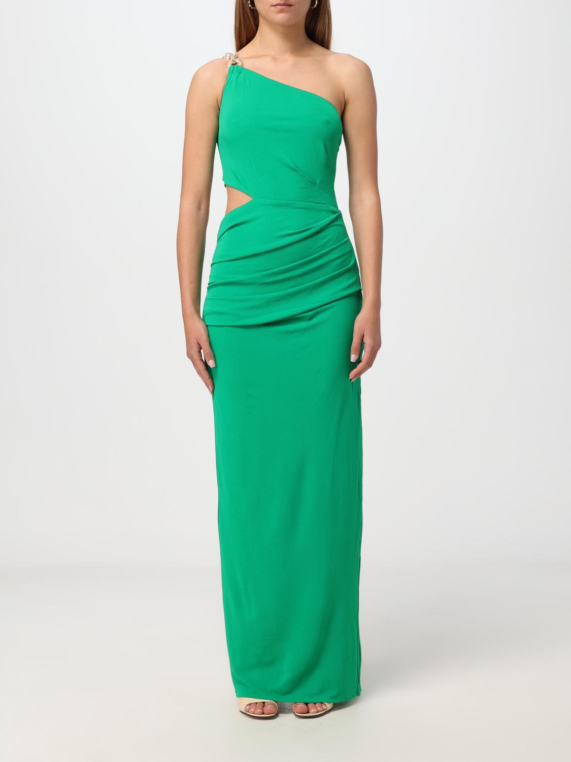 Cult Gaia Cobie Cutout One-shoulder Chain-strap Gown In 绿色