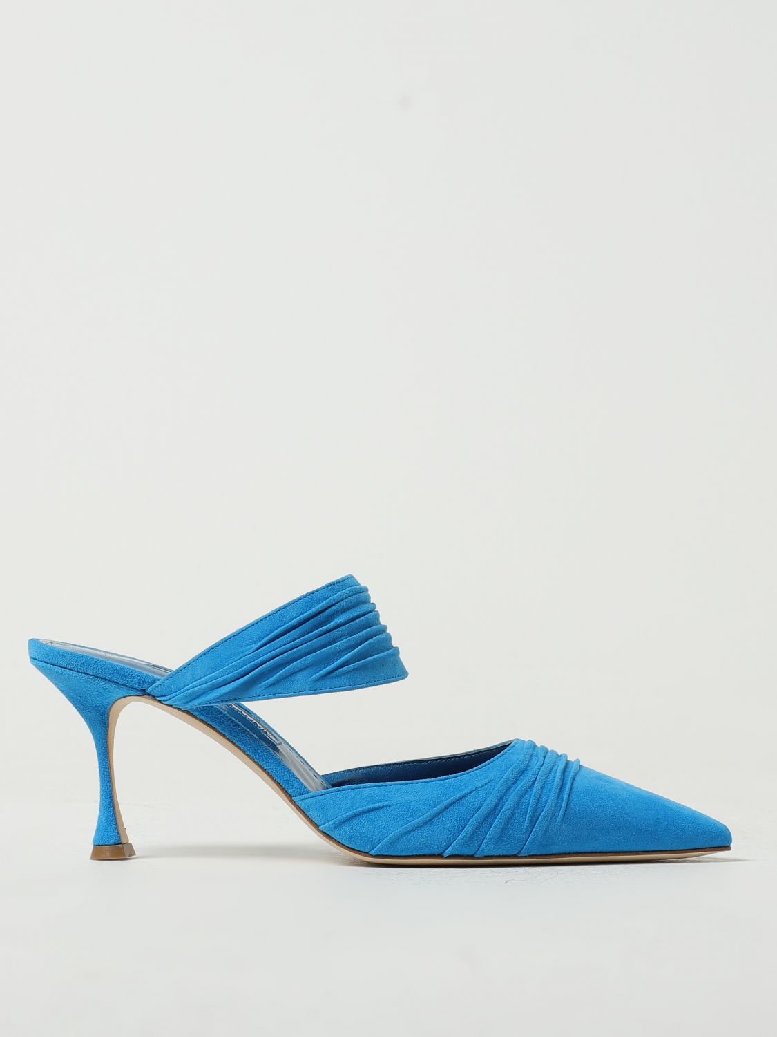 high heel shoes manolo blahnik woman colour gnawed blue