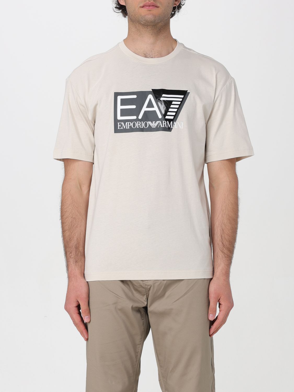 Shop Ea7 T-shirt  Men Color Pearl