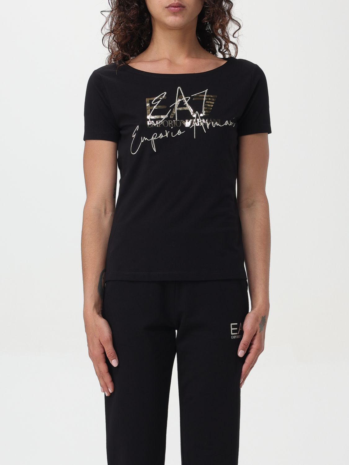 Shop Ea7 T-shirt  Woman Color Black In 黑色