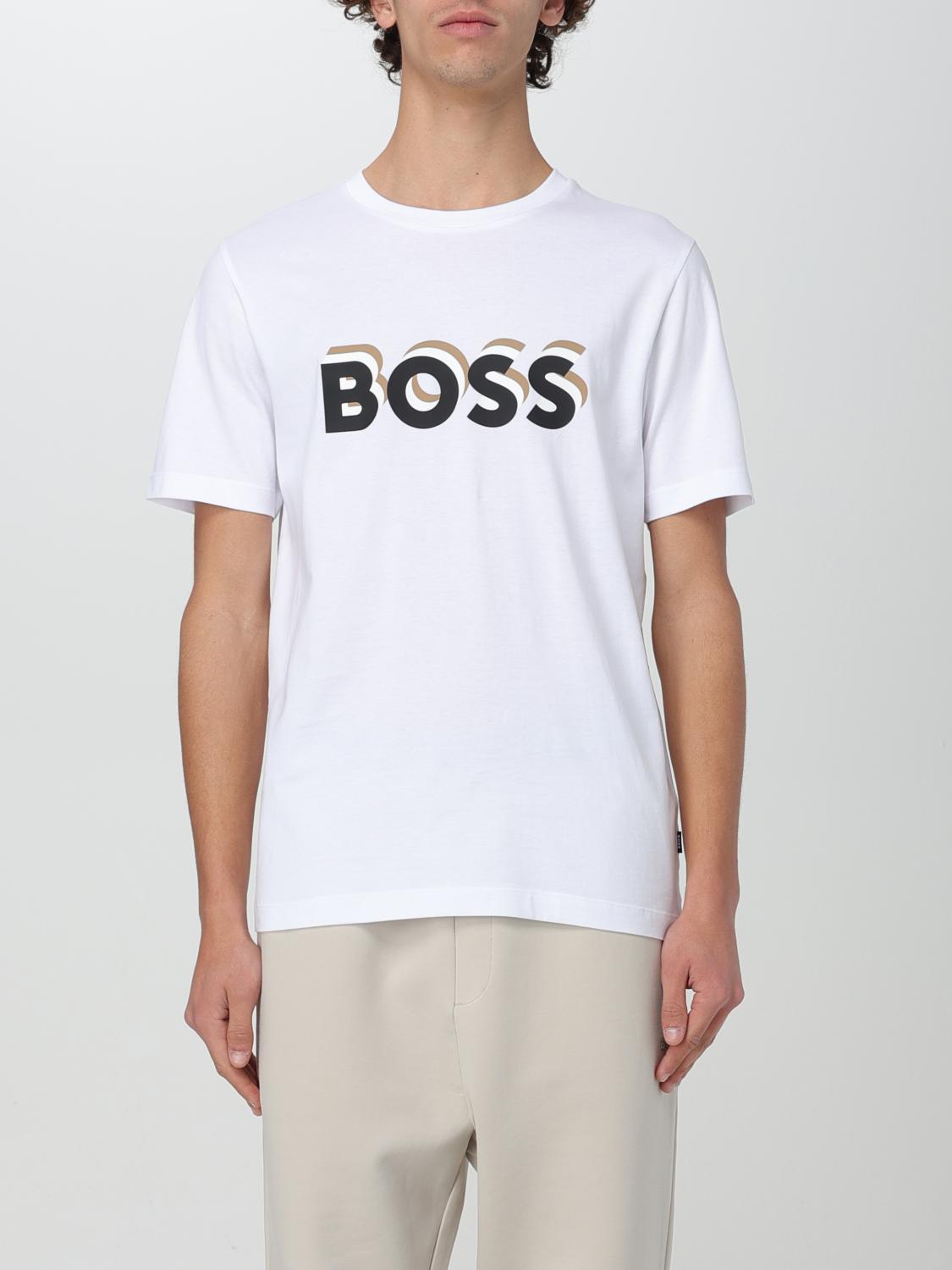 Hugo Boss Cotton-jersey T-shirt With Logo In Signature Colours In White