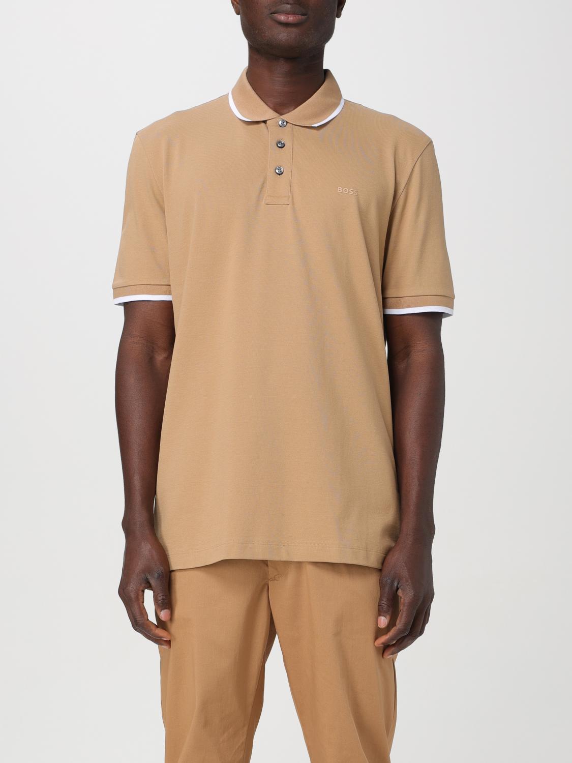 Shop Hugo Boss Polo Shirt Boss Men Color Beige In 米色