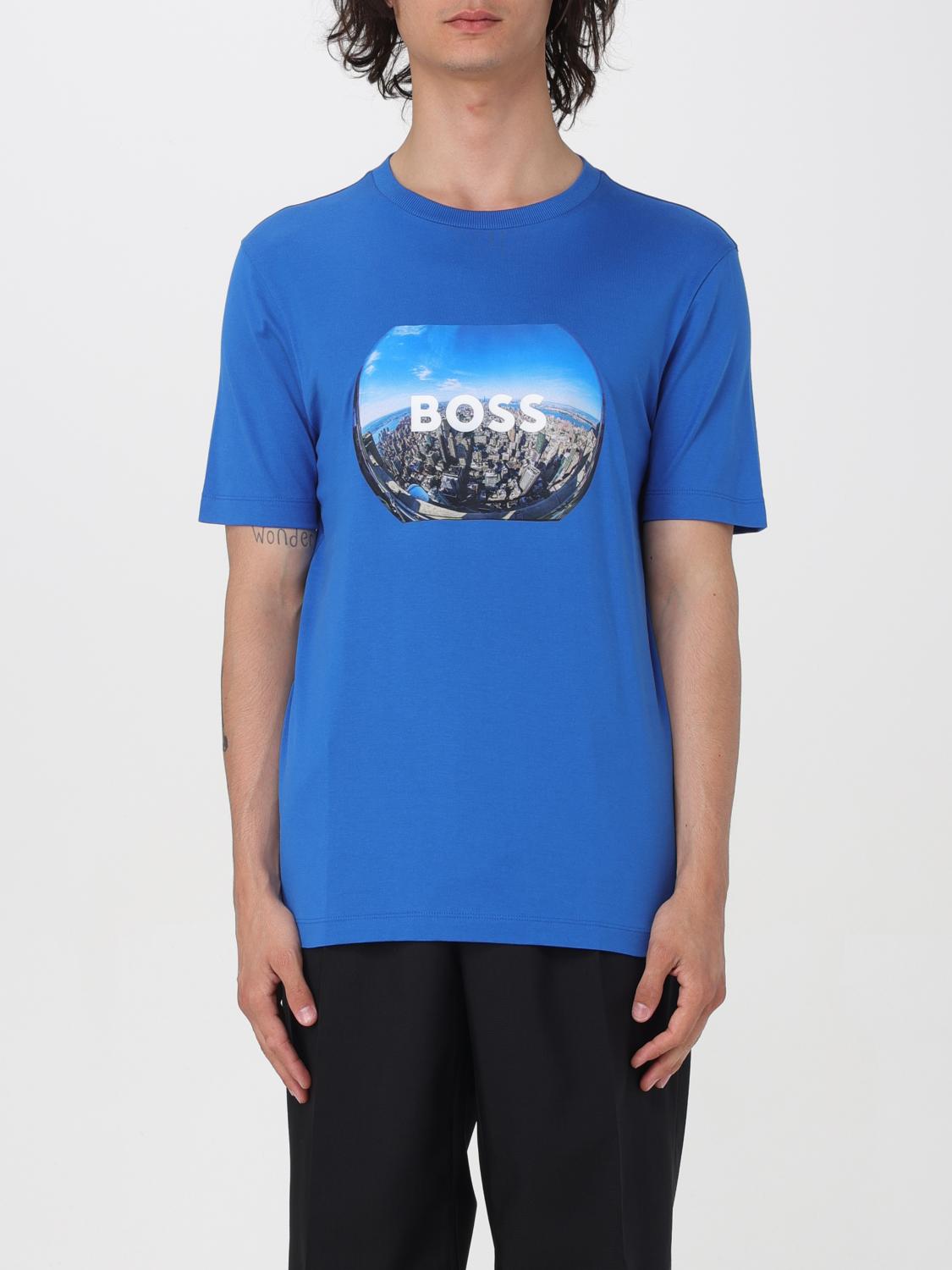 Shop Hugo Boss T-shirt Boss Men Color Royal Blue In 皇家蓝